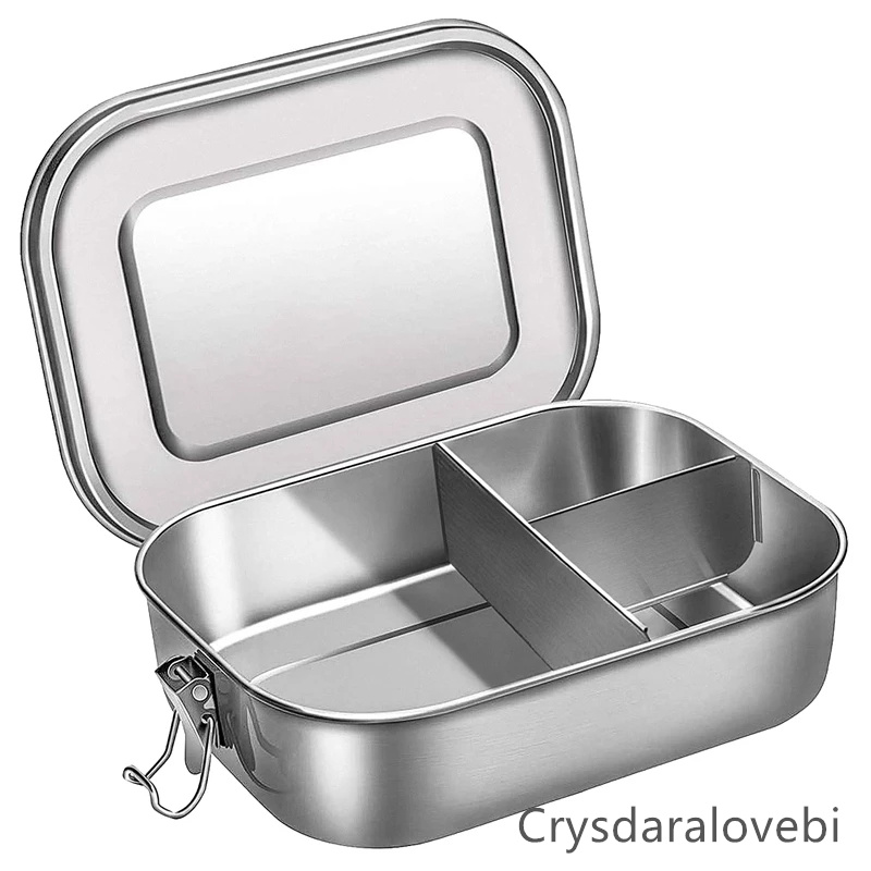 Bento Box Two Tier - สแตนเลส Bento กล่องอาหารกลางวันเด็กสําหรับโรงเรียนคอนเทนเนอร์ 3 ช่อง Bento