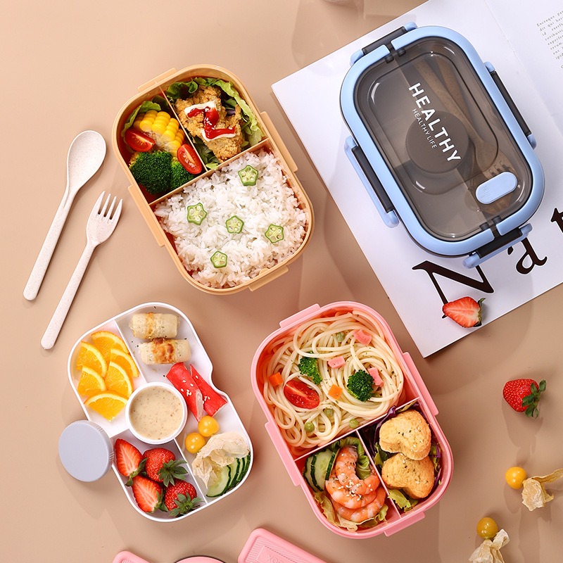 1200ML Double Layer กล่องอาหาร - Bento Box Two Tier บทวิจารณ์และราคา